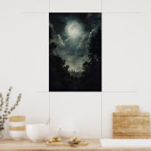 Bosprint bij maanlicht, Gotische heksendecoratie,  Poster (Keuken)