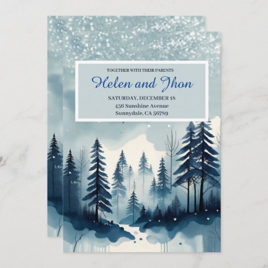 Bosque con nieve Kaart (Voorkant / Achterkant)