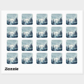  Bosque con nieve Vierkante Sticker (Vel)