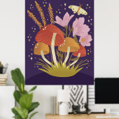 Bosrand bos paddenstoel illustratie poster (Thuiskantoor)