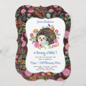 Bosrand Egel 1e VERJAARDAG Uitnodiging Rustiek Boh (Voorkant / Achterkant)