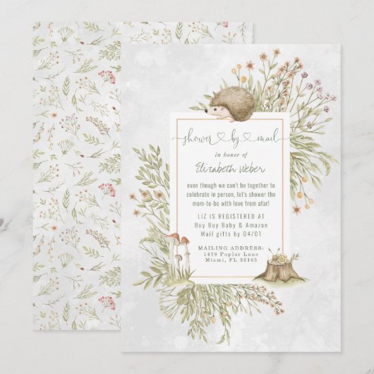 Bosrand egel | Bos baby shower per post (Voorkant / Achterkant)