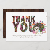 Bosrand Egel HARTELIJK DANK U Volk Bloemen Bedankkaart (Voorkant / Achterkant)