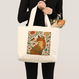 Bosrand Gratie Vos Motief in Bloei Grote Tote Bag