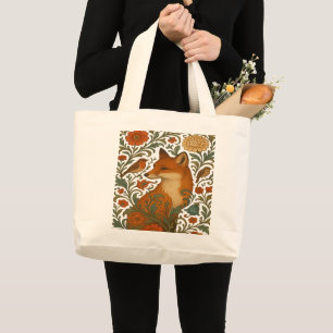 Bosrand Gratie Vos Motief in Bloei Grote Tote Bag