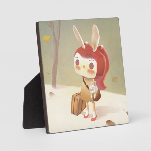 Bosreis: Konijn met oude koffer Fotoplaat (Voorkant)