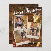 bosrendier | 3-Foto Gepersonaliseerde Kerst Feestdagenkaart (Voorkant / Achterkant)
