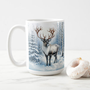 Bosrendier in een winterbos natuurfoto koffiemok