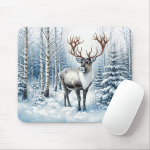 Bosrendier in winter bos natuur mousepad muismat