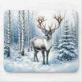 Bosrendier in winter bos natuur mousepad muismat (Voorkant)