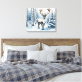Bosrendier in Winter Woud Natuur Blank Canvas Afdruk (Insitu (Slaapkamer))