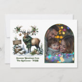 Bosrendier Rustieke Bos Kerst Foto Feestdagenkaart (Voorkant)