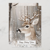 Bosrendier Wintervakantie Feestdagenkaart (Voorkant / Achterkant)