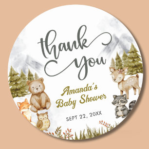 Bosrijk Bedankt U Bosdieren Baby Shower Ronde Sticker