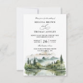 Bosrijk Bergmeer Rustieke Budget QR Code Bruiloft Kaart (Voorkant)