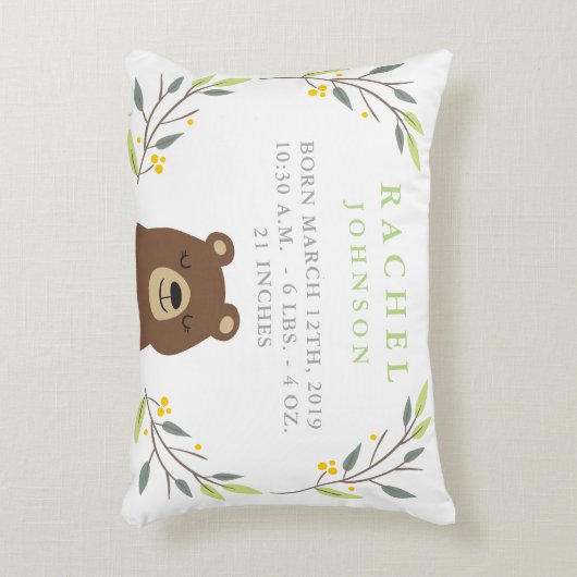 Bosrijk bos geboorte statistieken - Beer Nursery K Accent Kussen (Voorkant(Verticaal))
