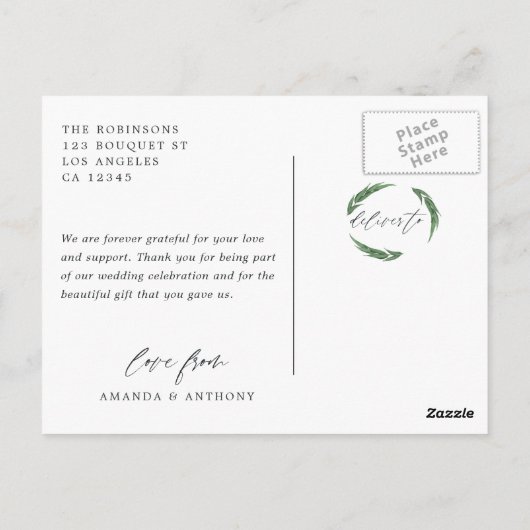 Bosrijk Eucalyptus Bruiloft Bedankt Briefkaart (Achterkant)