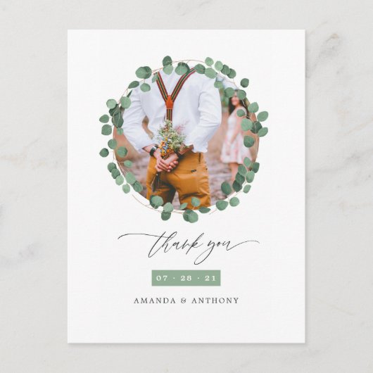 Bosrijk Eucalyptus Huwelijk Bedankt Briefkaart (Voorkant)