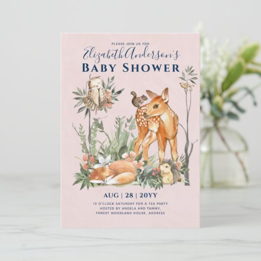 Bosrijk groen Dieren Baby Shower Kaart (Staand voorkant)