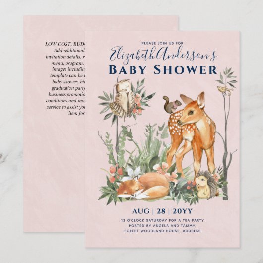 Bosrijk groen Dieren Baby Shower Kaart (Voorkant / Achterkant)