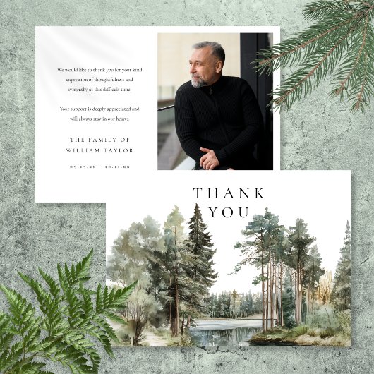 Bosrijk meer funerair foto bedankkaart