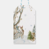 Bosrijk Winter Verjaardagsfeestje Bedankt Cadeaulabel (Achterkant)