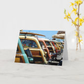 Bosrijke auto's op de werf bij Kerstman Cruz Kaart (Gele Bloem)