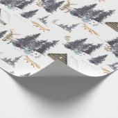 Bosrijke dieren in het patroon van het winterbos cadeaupapier (Hoek)