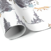 Bosrijke dieren in het patroon van het winterbos cadeaupapier (Rol Hoek)
