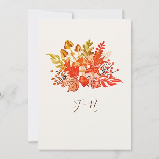 Bosrijke Herfst Paddenstoel Wilde Bloem Bruiloft Kaart (Achterkant)