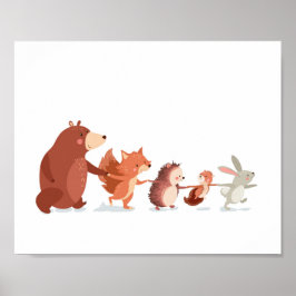 Bosrijke kinderkamer Dieren Muursticker Kinderen B Poster