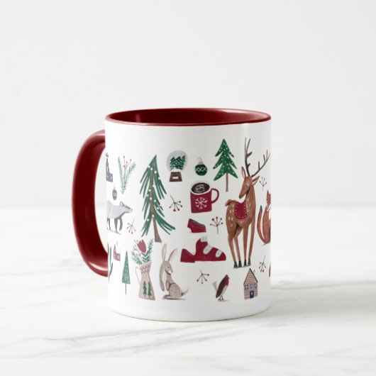 Bosrijke nordic ski Kerstmis Mok (Voorkant links)