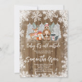 Bosrijke Winter Baby Shower Uitnodiging (Voorkant)