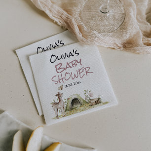 Bosroze Meisje Hert Bos Dieren Baby Shower Servet