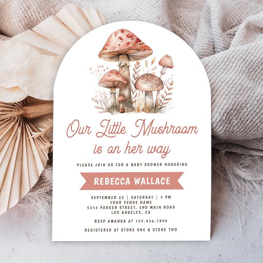 Bosroze Paddenstoel Boog Babyshower Kaart