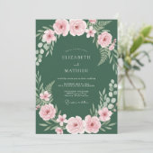 Bosroze Ranunculus Eucalyptus Bruiloft Kaart (Staand voorkant)