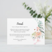 Bosrozen groenbloemige trouwdetails informatiekaartje (Staand voorkant)