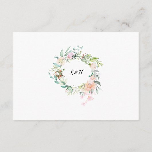 Bosrozen groenbloemige trouwdetails informatiekaartje (Achterkant)