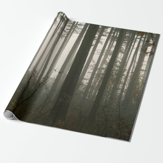bosrust en boomsilhouetten in natuur cadeaupapier (Uitgerold)