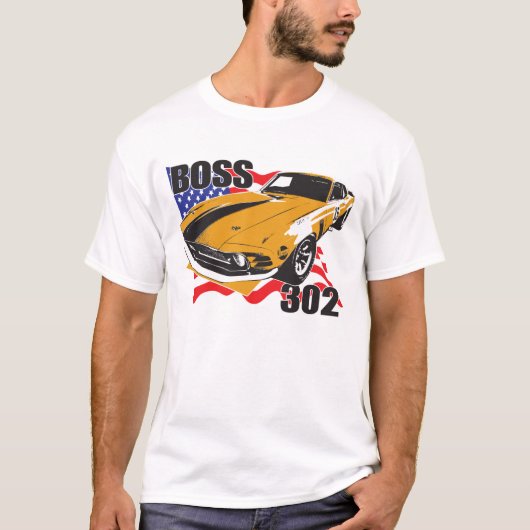 Boss 302  racing Trans-Am mosterang T-shirt (Voorkant)