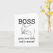 Boss Appreciation Kaart, Grappig, Schattige, Kat Kaart (Gele Bloem)
