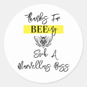 Boss appreciation week bedankt je voor de bijenkui ronde sticker