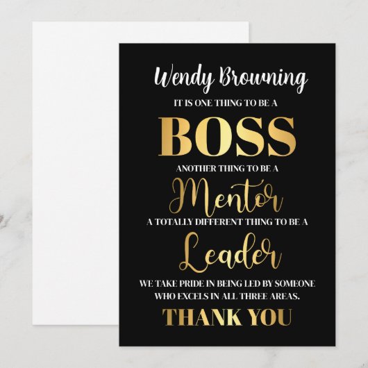 Boss appreciation week feestdagenkaart (Voorkant / Achterkant)