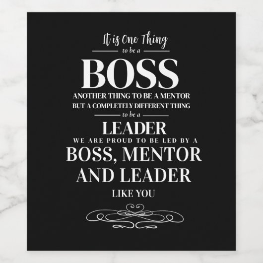 Boss appreciation week Mentor, leider Wijn Etiket (Enkel label)