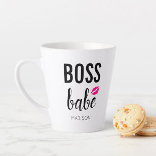 Boss Babe Aanpassen   Roze Kus   Roze Lippen Latte Mok
