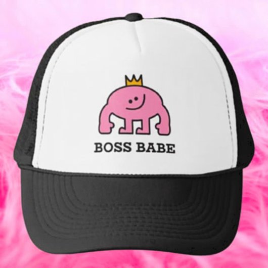 Boss Babe Crown Roze figuur Trucker Hoed Pet