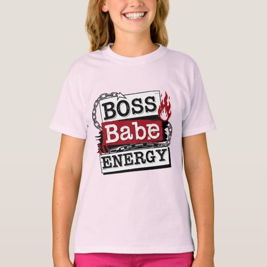 Boss Babe Energie – Roze Power T-shirt (Voorkant)