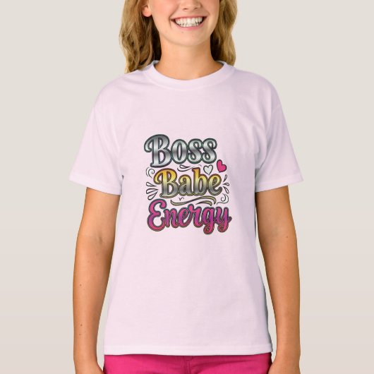 Boss Babe Energie – Roze Power T-shirt (Voorkant)