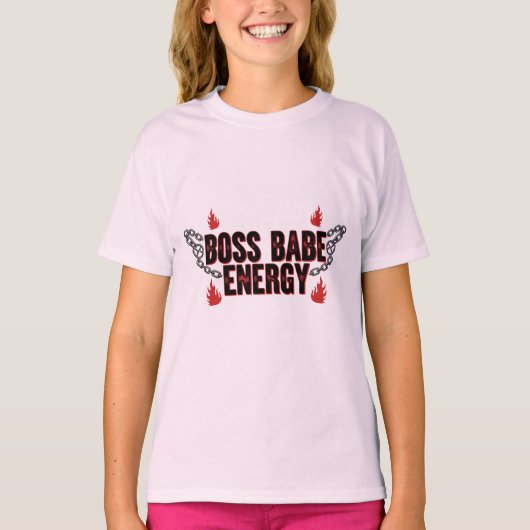 Boss Babe Energy – Pink Power Tee T-shirt (Voorkant)