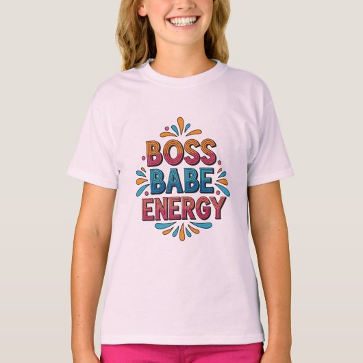 Boss Babe Energy – Pink Power Tee T-shirt (Voorkant)